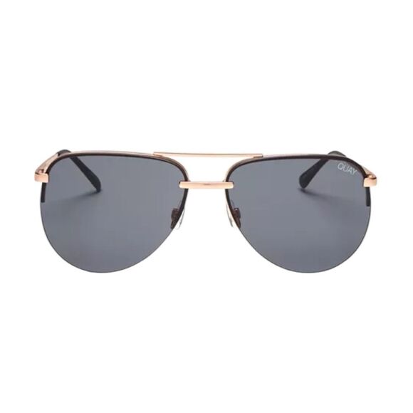 QUAY Playa Black and Gold Rimless Aviator Sunglasses NWT - Picture 1 of 10